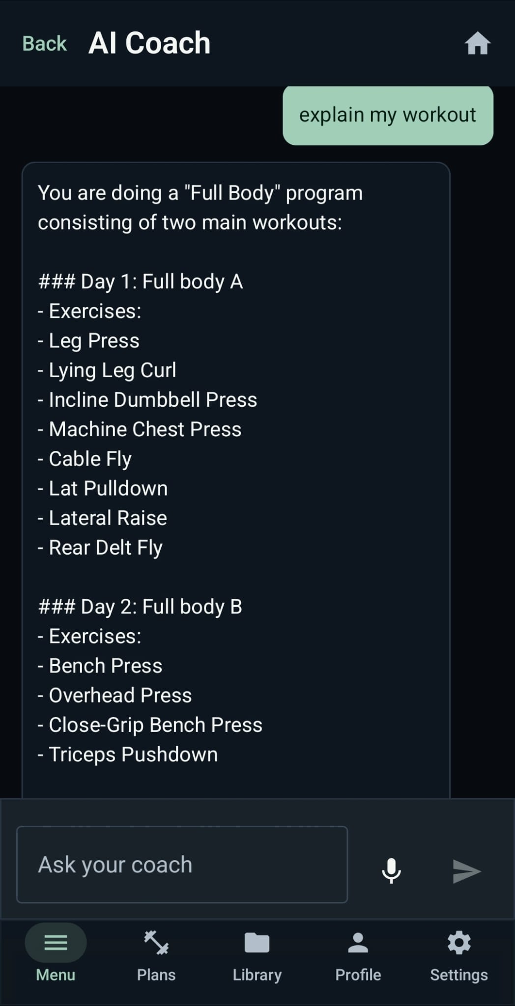 GainsAI app screenshot 2