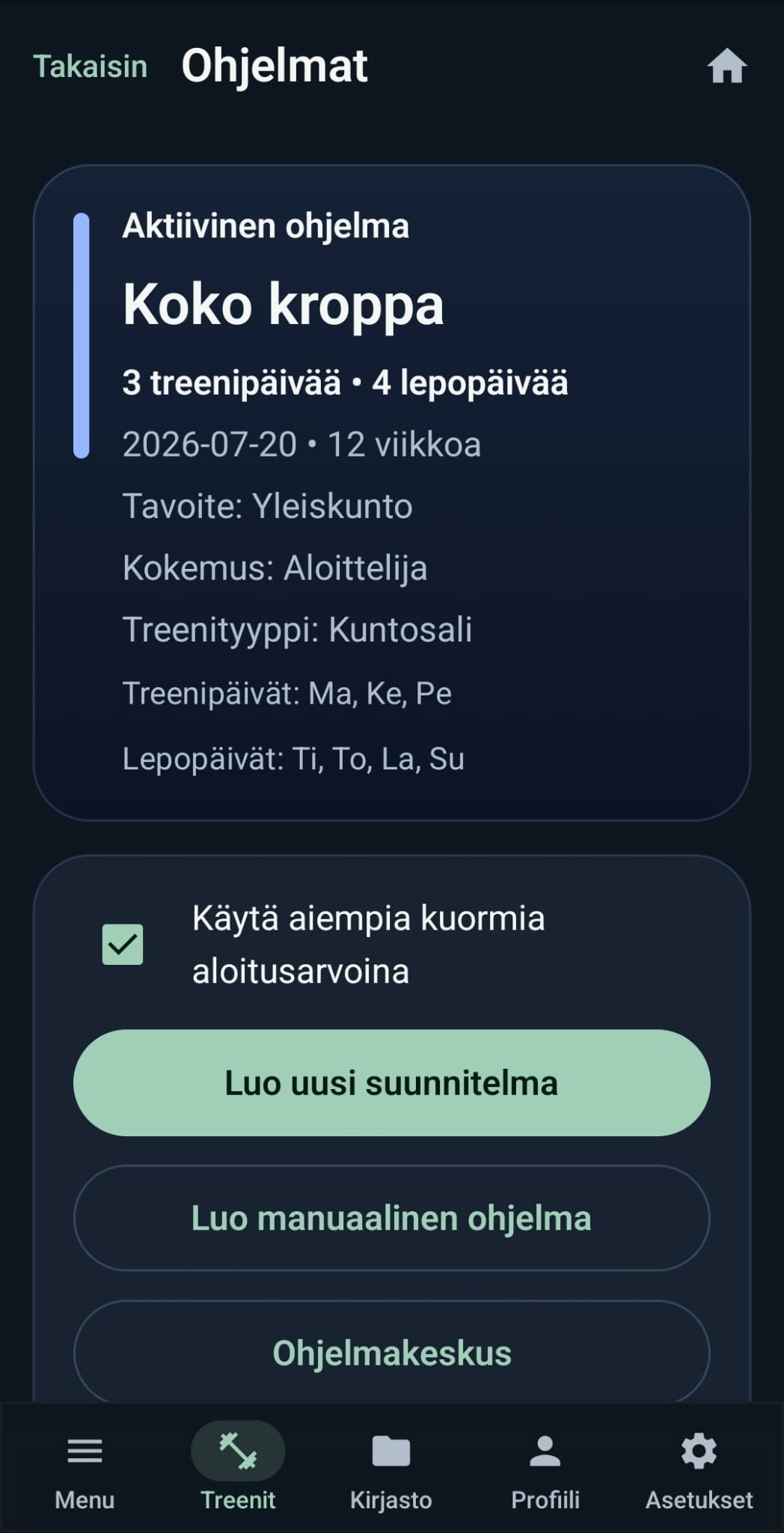 GainsAI-sovelluksen kuvakaappaus 1